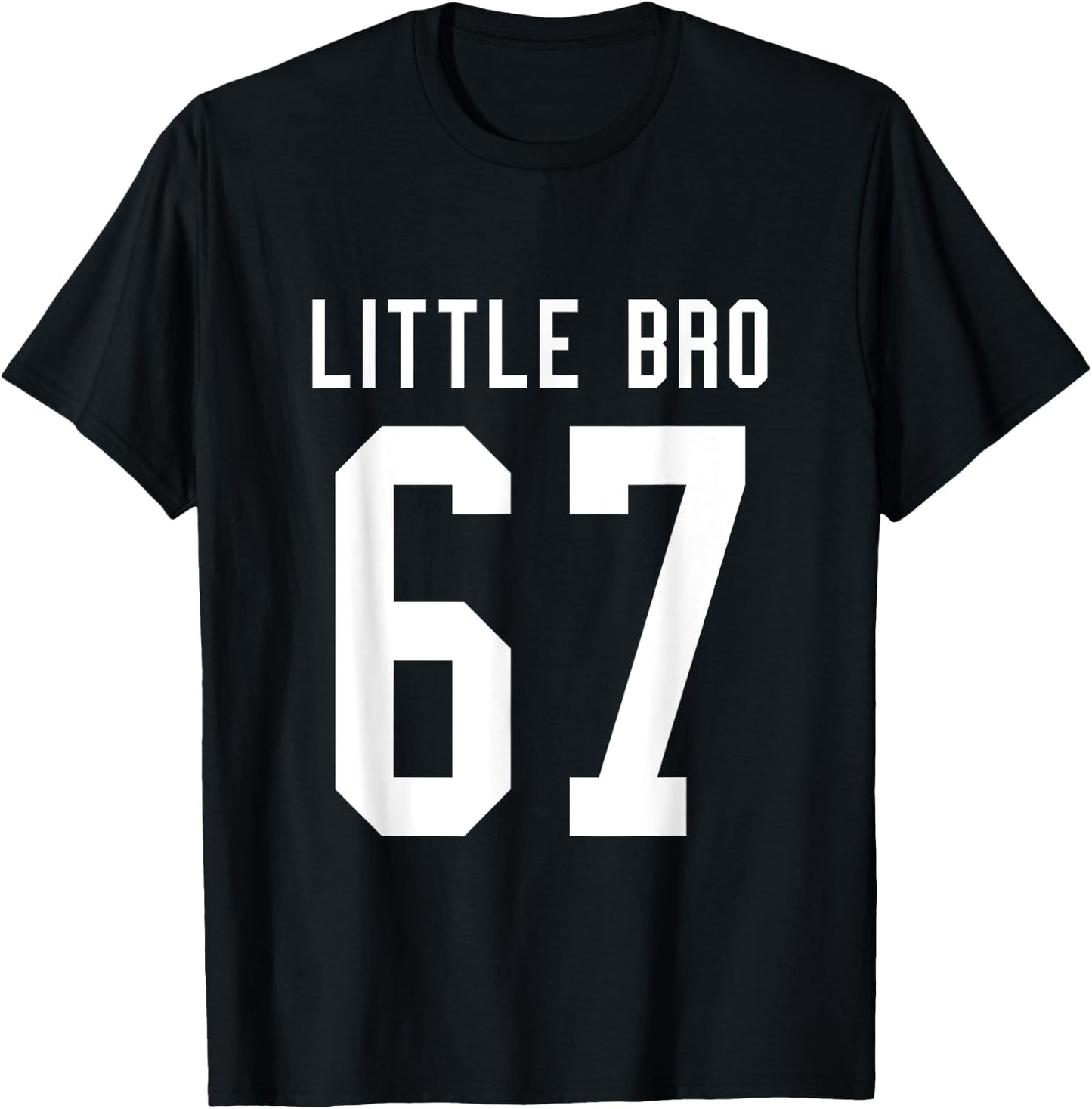 Number 67 Little Bro Biggest Fan Football Game Day Brother T-Shirt - T-Shirt | Black