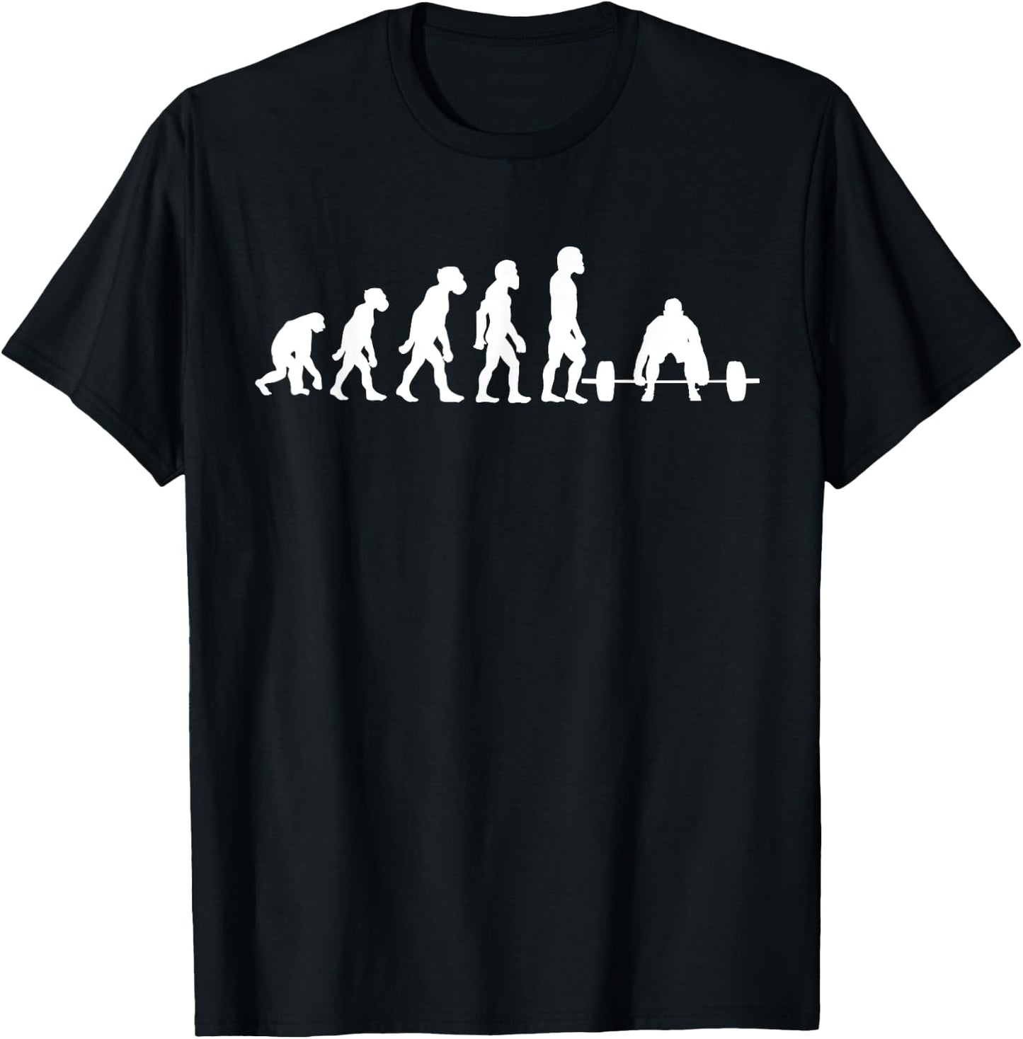 Funny Human Deadlifting Evolution Gym Fitness Weightlifter T-Shirt - T-Shirt | Black