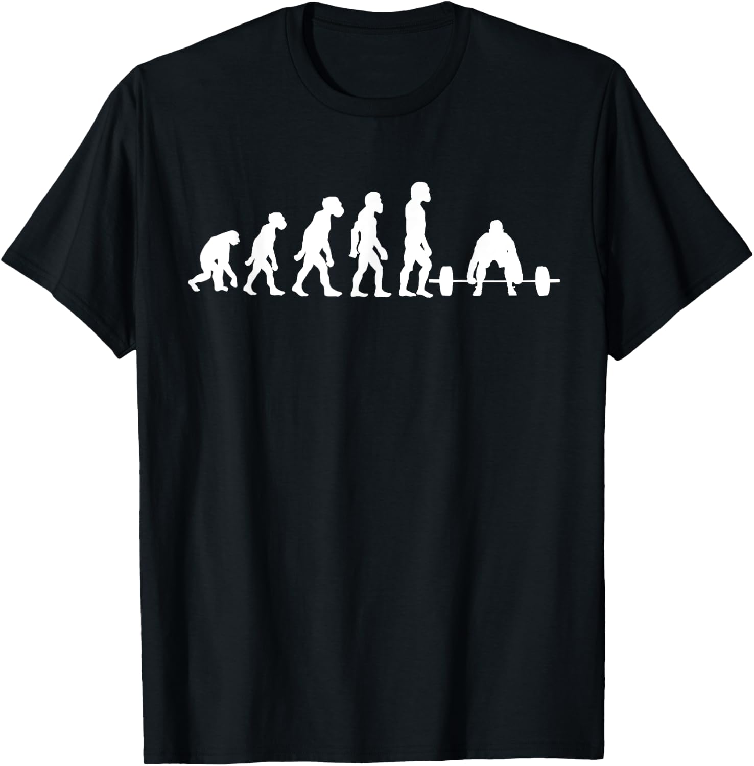 Funny Human Deadlifting Evolution Gym Fitness Weightlifter T-Shirt - T-Shirt | Black