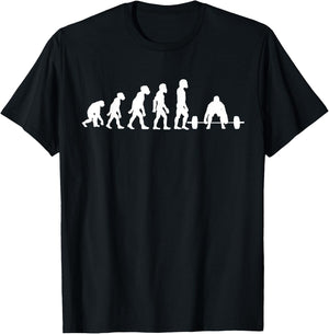 Funny Human Deadlifting Evolution Gym Fitness Weightlifter T-Shirt - T-Shirt | Black