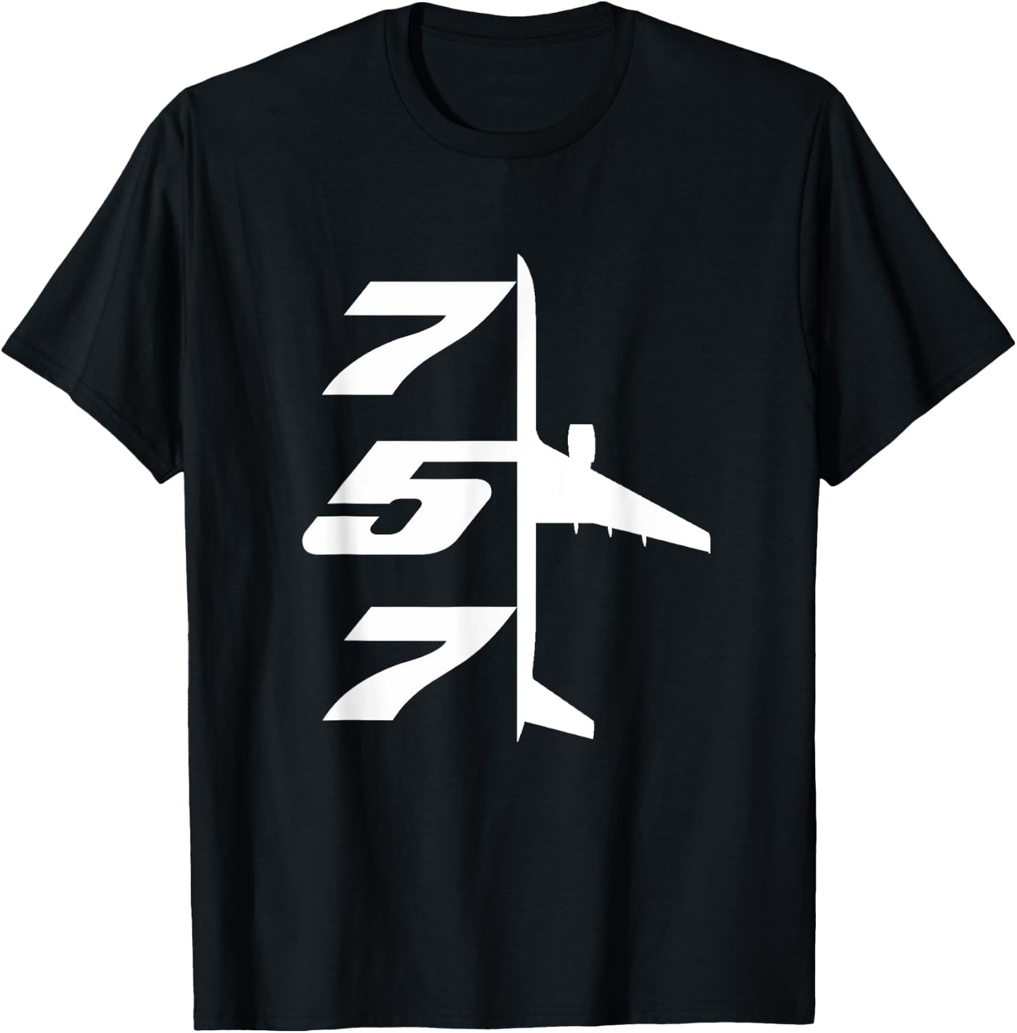 B757-200 Aircraft Airliner Plane Aeroplane Top-Down Profile T-Shirt - T-Shirt | Black