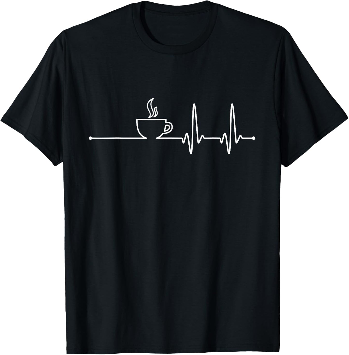 Coffee Heartbeat Pulse T-Shirt - T-Shirt | Black