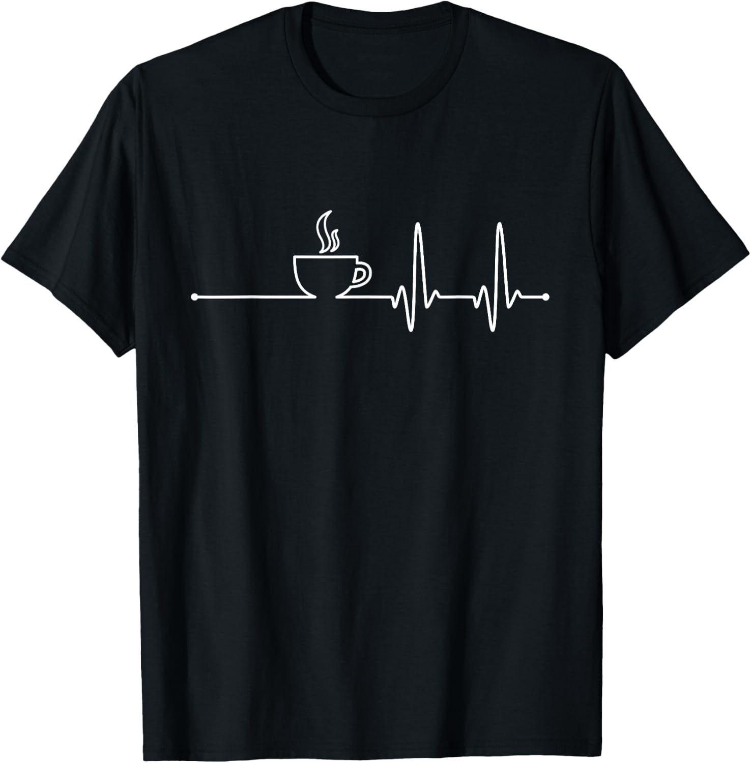 Coffee Heartbeat Pulse T-Shirt - T-Shirt | Black