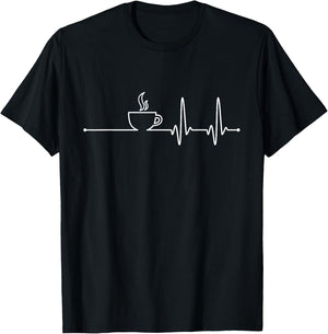 Coffee Heartbeat Pulse T-Shirt - T-Shirt | Black
