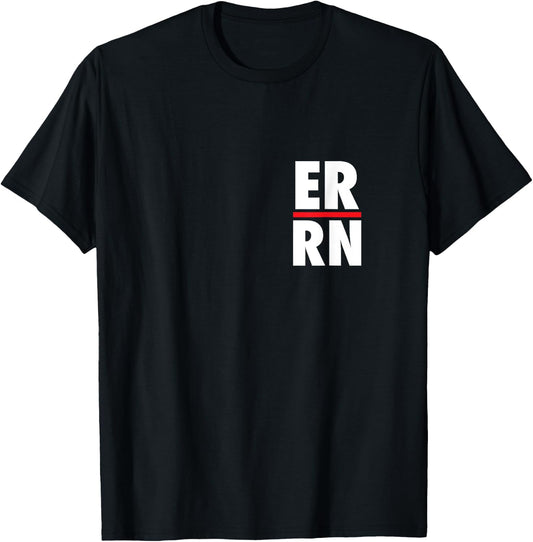 ER RN Emergency Room Registered Nurse Heart Edition T-Shirt - T-Shirt | Black