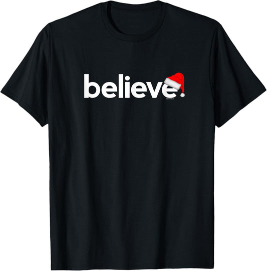 Christmas Shirts Women Kids | Believe Xmas Gift T-Shirt - T-Shirt | Black
