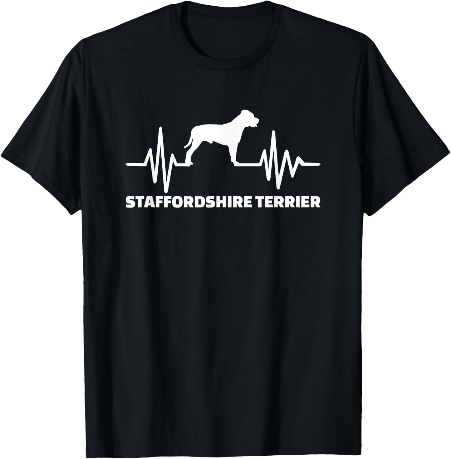 Staffordshire Bull Terrier heartbeat T-Shirt - T-Shirt | Black