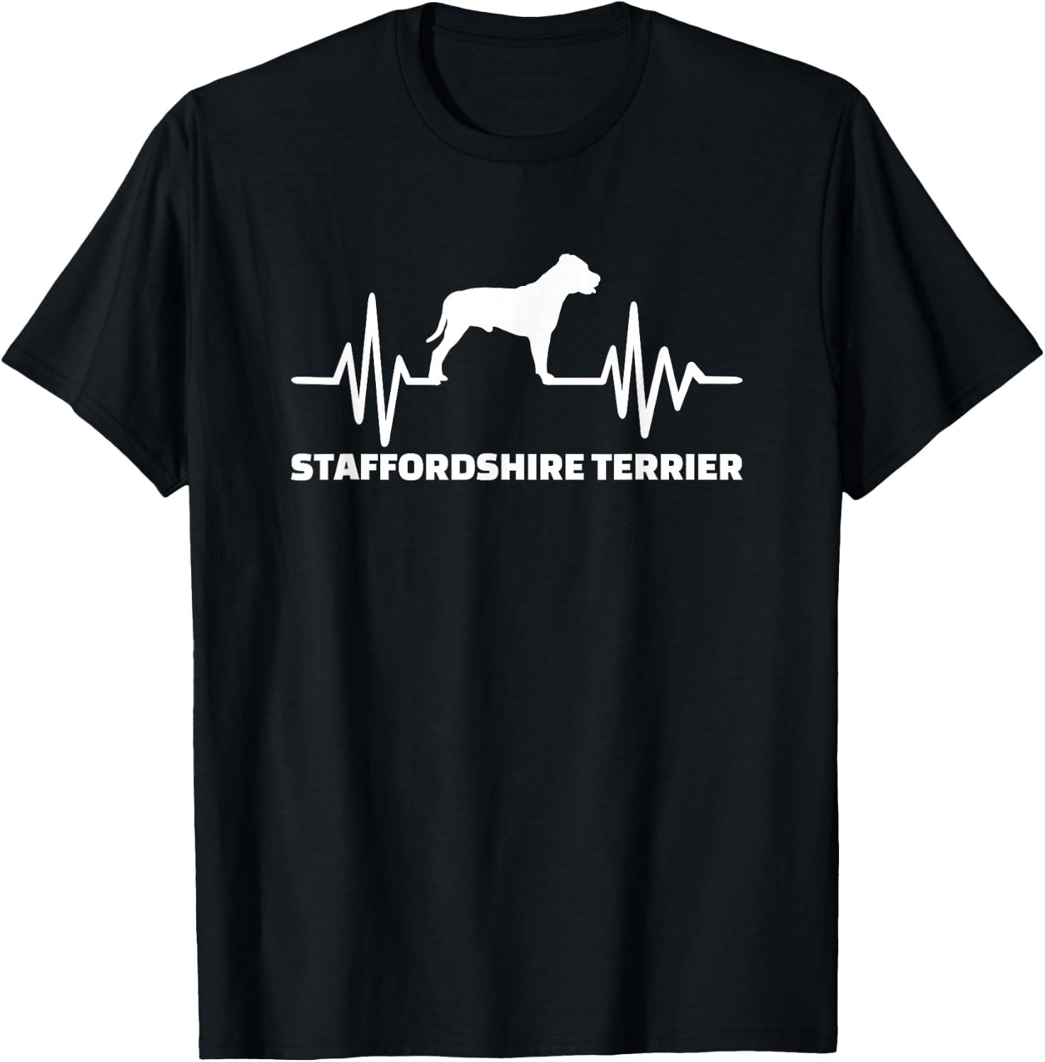 Staffordshire Bull Terrier heartbeat T-Shirt - T-Shirt | Black