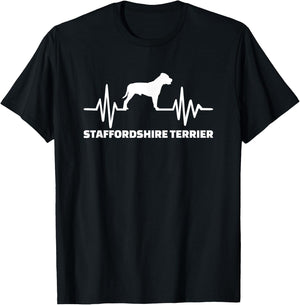 Staffordshire Bull Terrier heartbeat T-Shirt - T-Shirt | Black