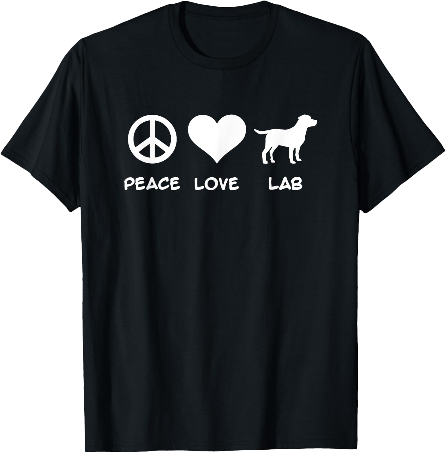 Peace, Love, Lab Labrador T-Shirt - T-Shirt | Black