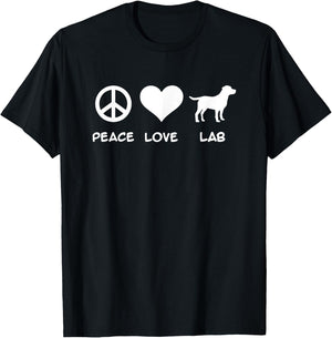 Peace, Love, Lab Labrador T-Shirt - T-Shirt | Black