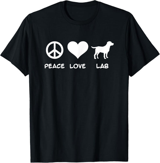 Peace, Love, Lab Labrador T-Shirt - T-Shirt | Black