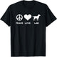 Peace, Love, Lab Labrador T-Shirt - T-Shirt | Black