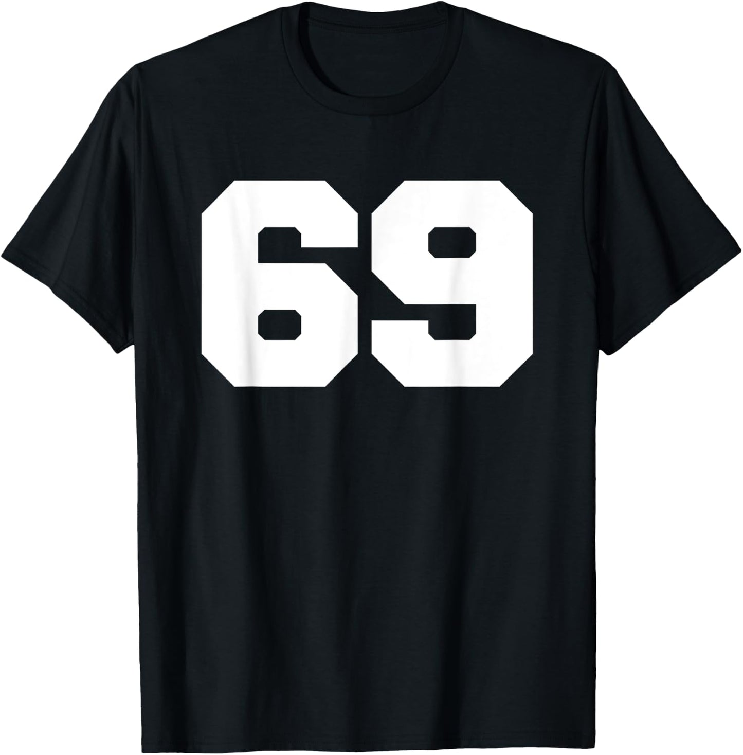 Number 69 Sports Jersey Player #69 Fan FRONT Print Varsity T-Shirt - T-Shirt | Black