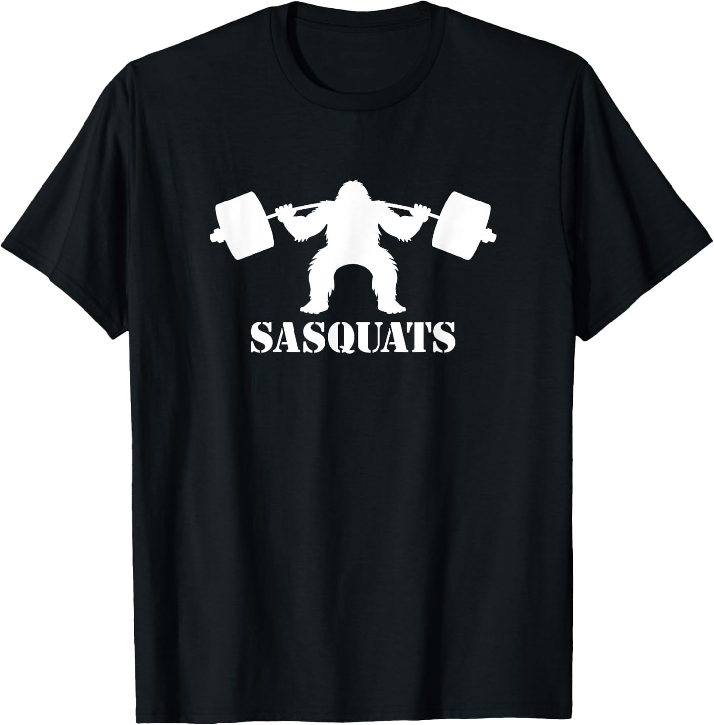 Bigfoot Pun Weightlifting Sasquatch Gym Fitness Sasquat T-Shirt - T-Shirt | Black
