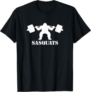 Bigfoot Pun Weightlifting Sasquatch Gym Fitness Sasquat T-Shirt - T-Shirt | Black