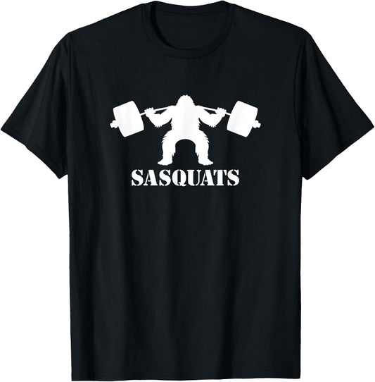Bigfoot Pun Weightlifting Sasquatch Gym Fitness Sasquat T-Shirt - T-Shirt | Black