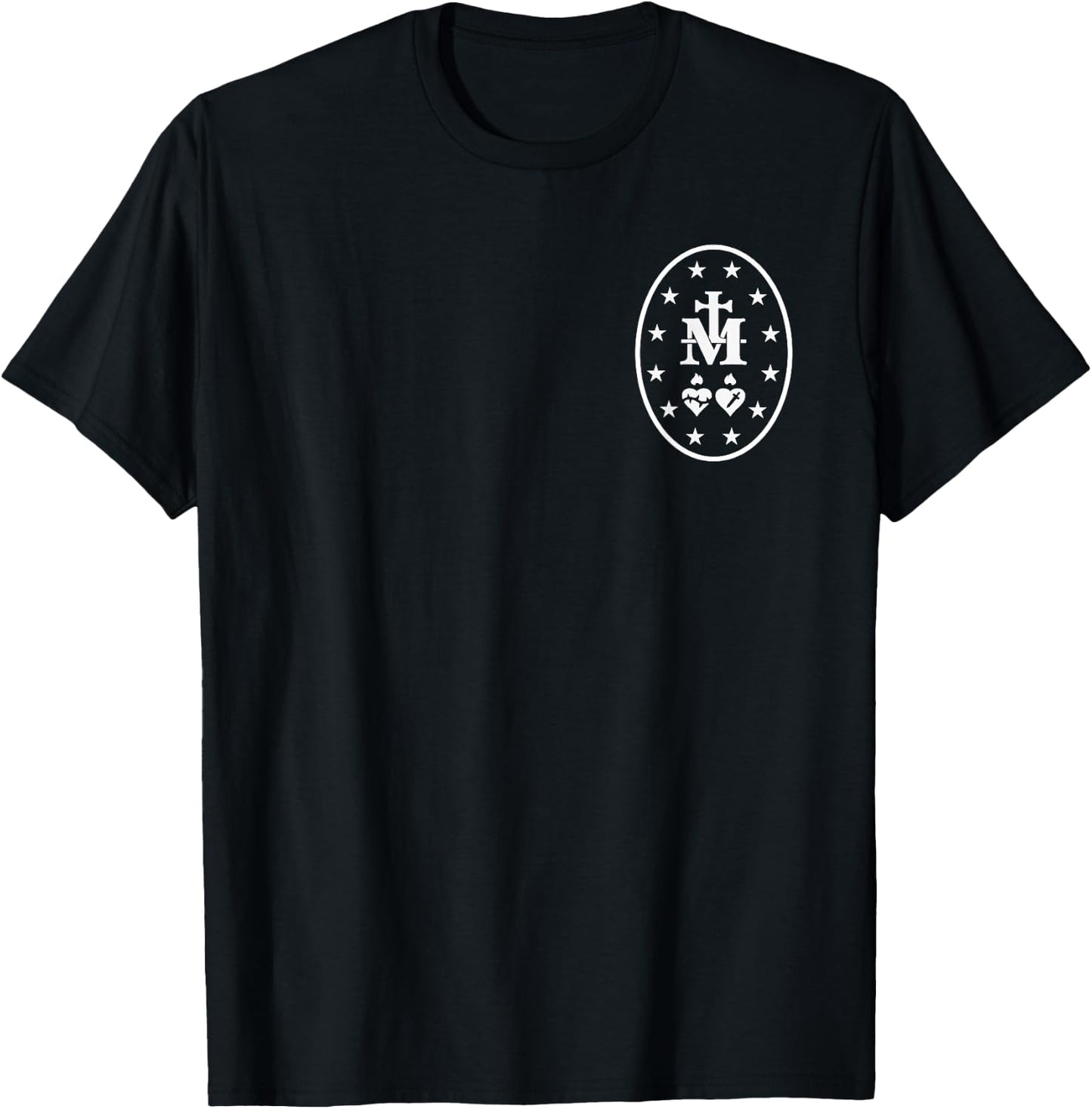 Miraculous Medal Catholic Virgin Mary Sacred Heart T-Shirt - T-Shirt | Black