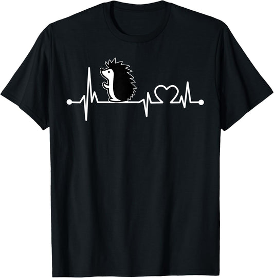 Hedgehog Heartbeat Funny Animal Cool Lover Gift T-Shirt - T-Shirt | Black