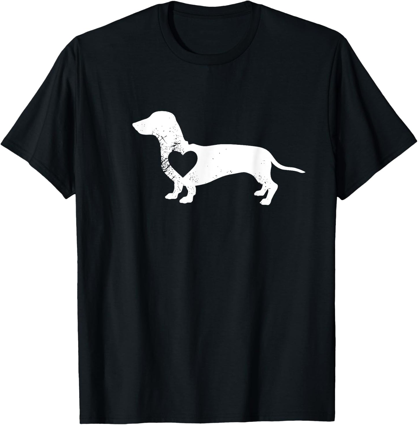 Dachshund Silhouette with Heart - Dog Lover Design Women Kids T-Shirt - T-Shirt | Black