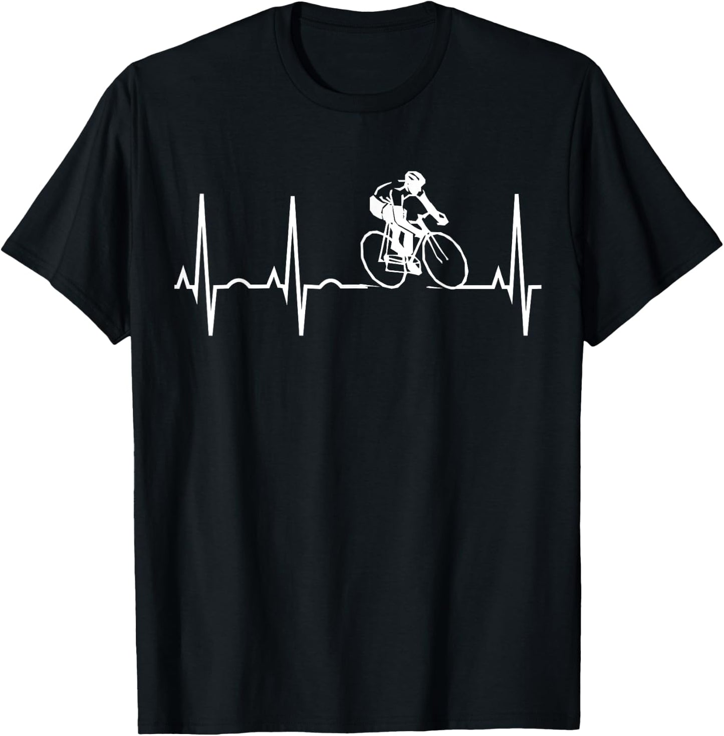 Cycling Heartbeat Shirt I Love Cycling for Bicyclers T-Shirt - T-Shirt | Black