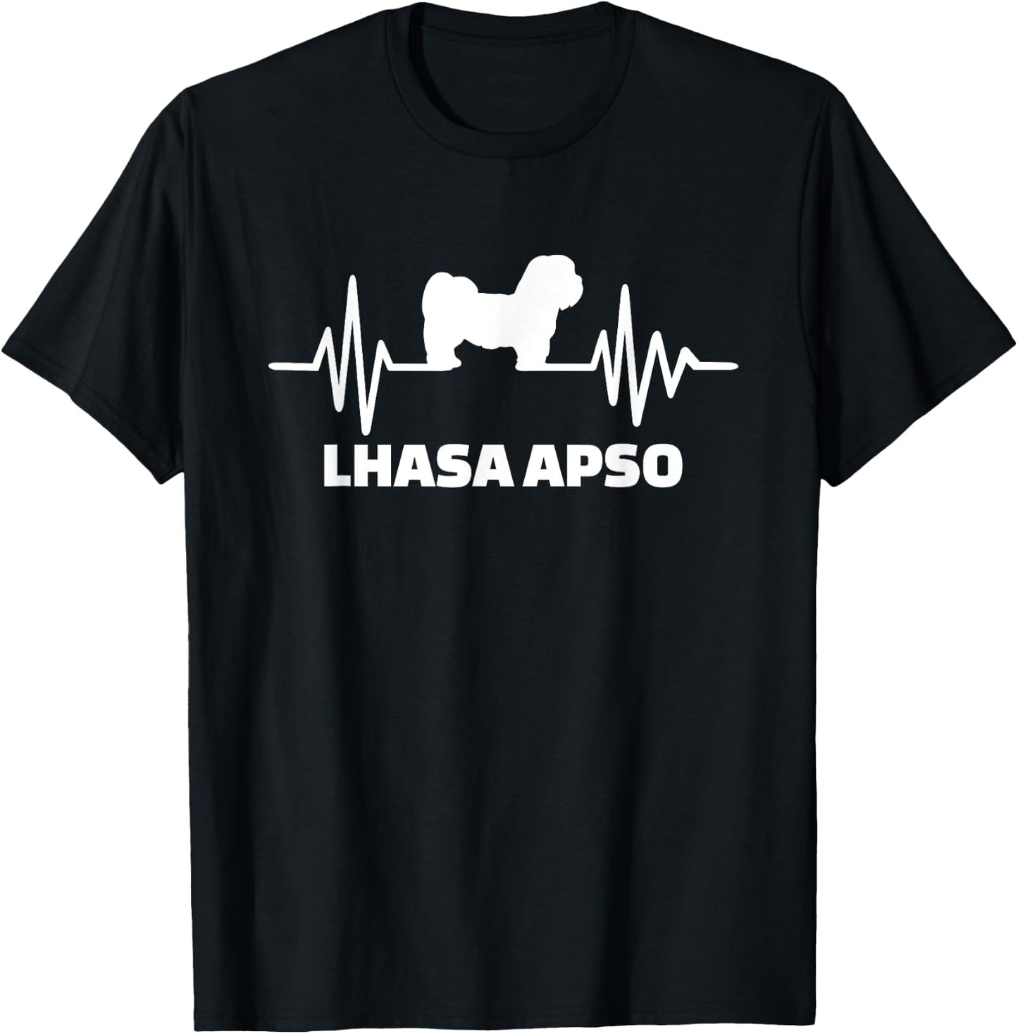 Heartbeat Lhasa Apso T-Shirt - T-Shirt | Black