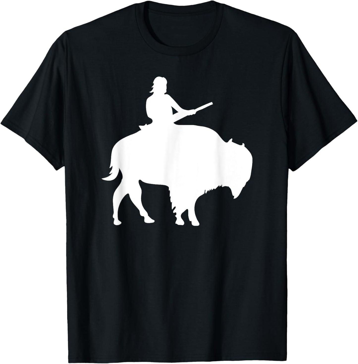 Guy on a Buffalo Silhouette T-Shirt - T-Shirt | Black