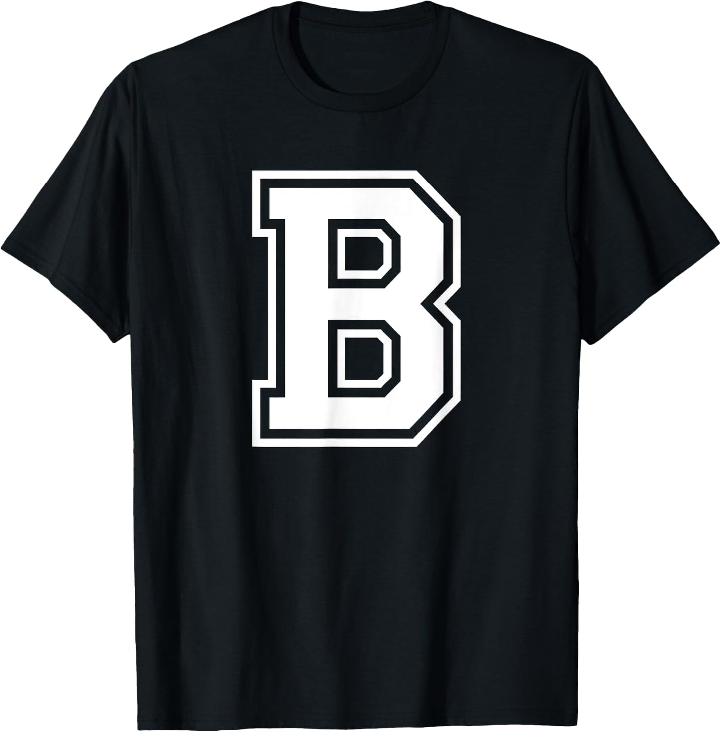 Letter B Name Initial Varsity Alphabet Monogram T-Shirt - T-Shirt | Black