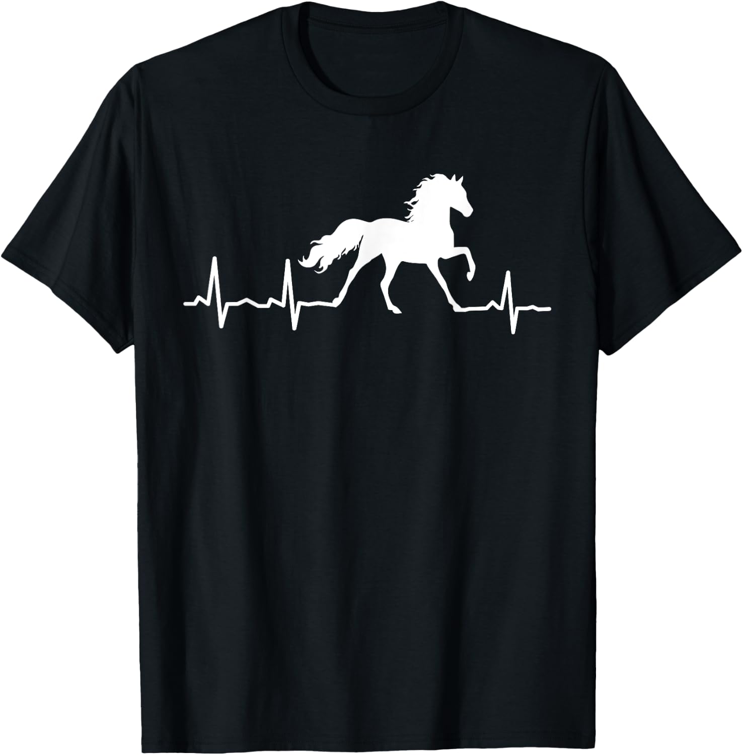 Horse Heartbeat For Horse Riding Lovers T-Shirt - T-Shirt | Black
