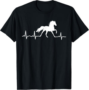 Horse Heartbeat For Horse Riding Lovers T-Shirt - T-Shirt | Black