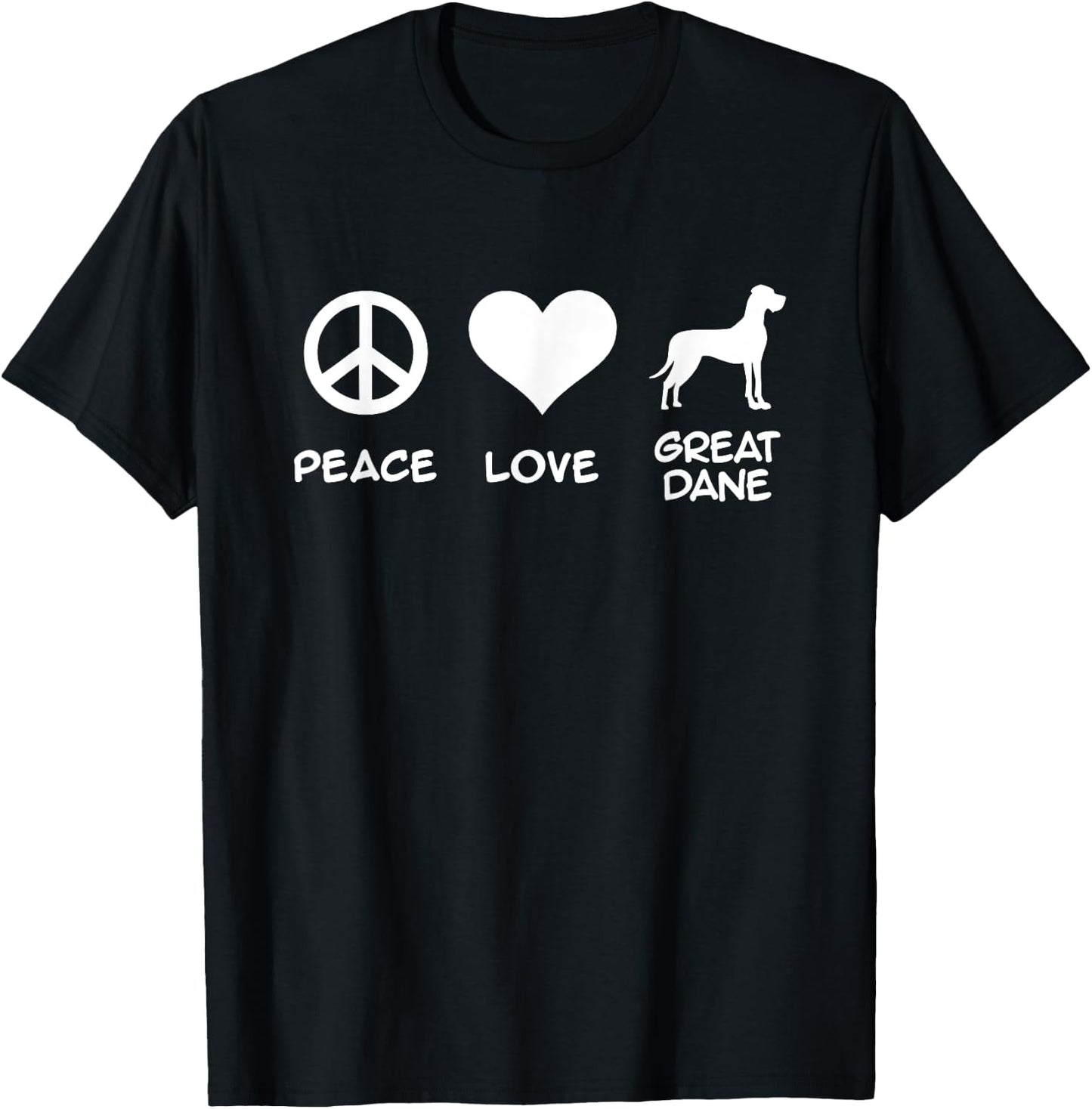 Peace, Love, Great Dane T-Shirt - T-Shirt | Black