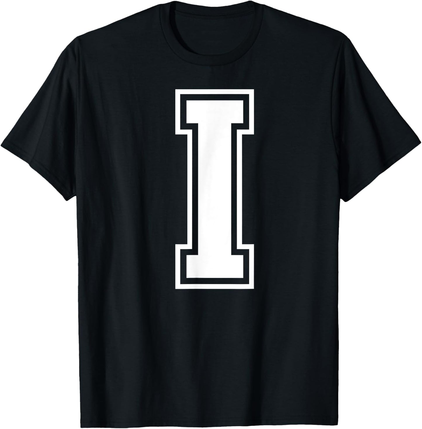 Letter I Capital Alphabet College Varsity Monogram Club T-Shirt - T-Shirt | Black