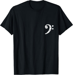 Bass Clef (Vintage White / Left) Bass Players T-Shirt - T-Shirt | Black