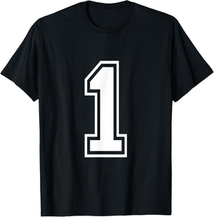 Football Jersey Number 1 One T-Shirt - T-Shirt | Black