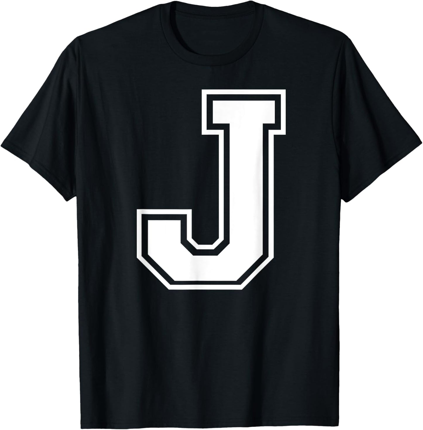 Letter J Capital Alphabet College Varsity Monogram Club T-Shirt - T-Shirt | Black