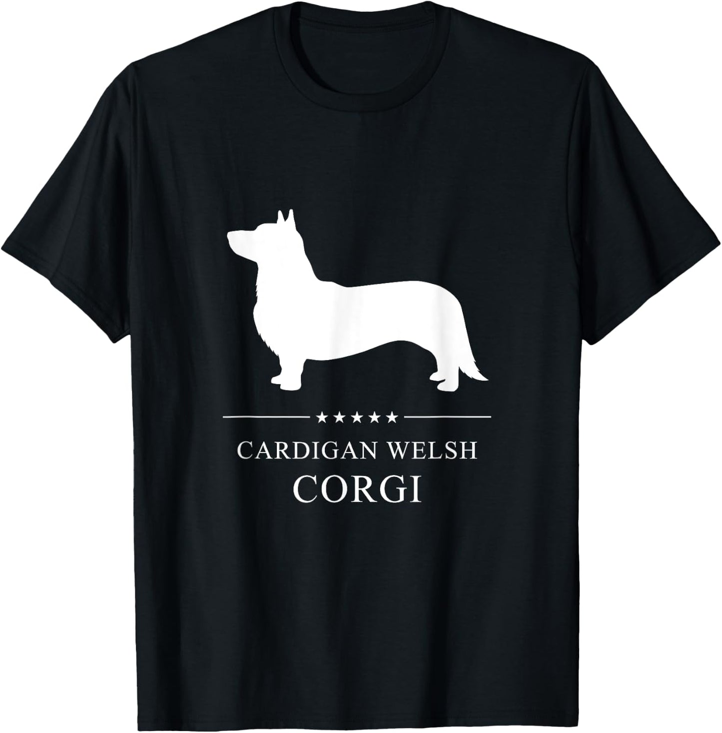 Cardigan Welsh Corgi Dog White Silhouette T-Shirt - T-Shirt | Black