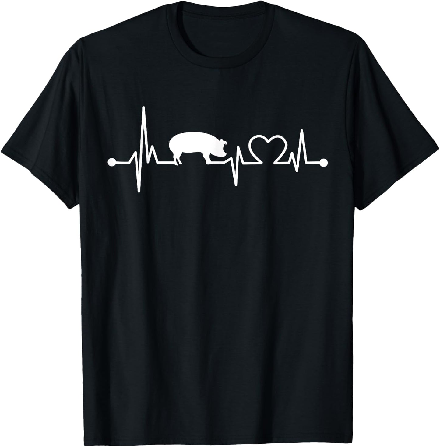 I Love My Pig Heart Valve EKG Heartbeat Funny Gift T-Shirt - T-Shirt | Black