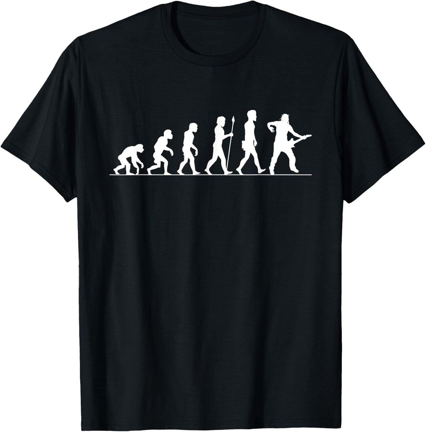 Guitar Evolution Funny Gift Rocker Guitar Player T-Shirt - T-Shirt | Black