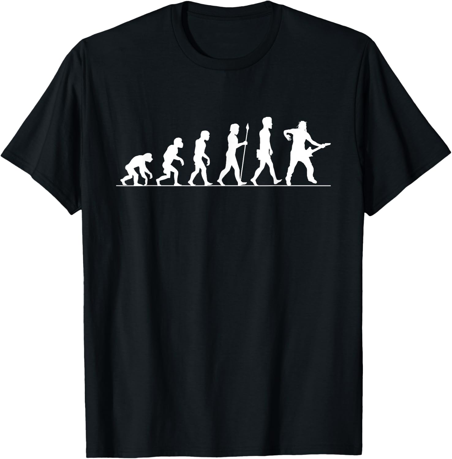 Guitar Evolution Funny Gift Rocker Guitar Player T-Shirt - T-Shirt | Black