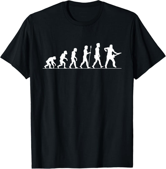 Guitar Evolution Funny Gift Rocker Guitar Player T-Shirt - T-Shirt | Black