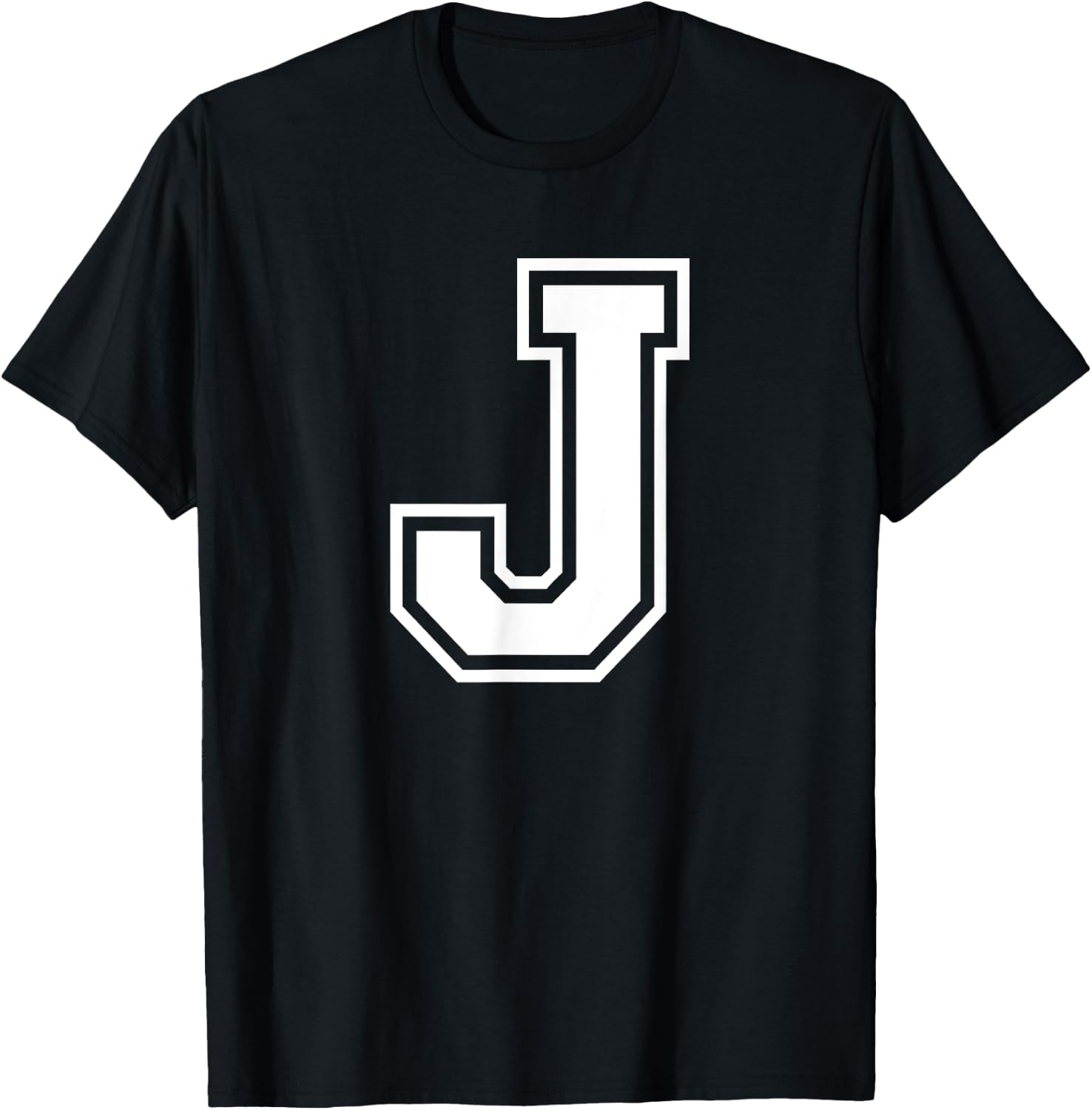 Letter J Name Initial Varsity Alphabet Monogram T-Shirt - T-Shirt | Black