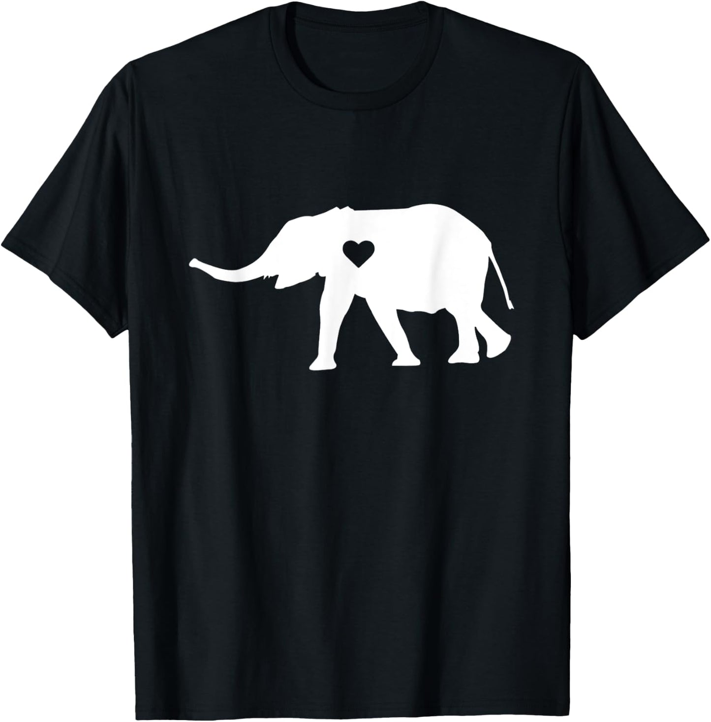 Love Heart Elephant Silhouette Gift T-Shirt - T-Shirt | Black