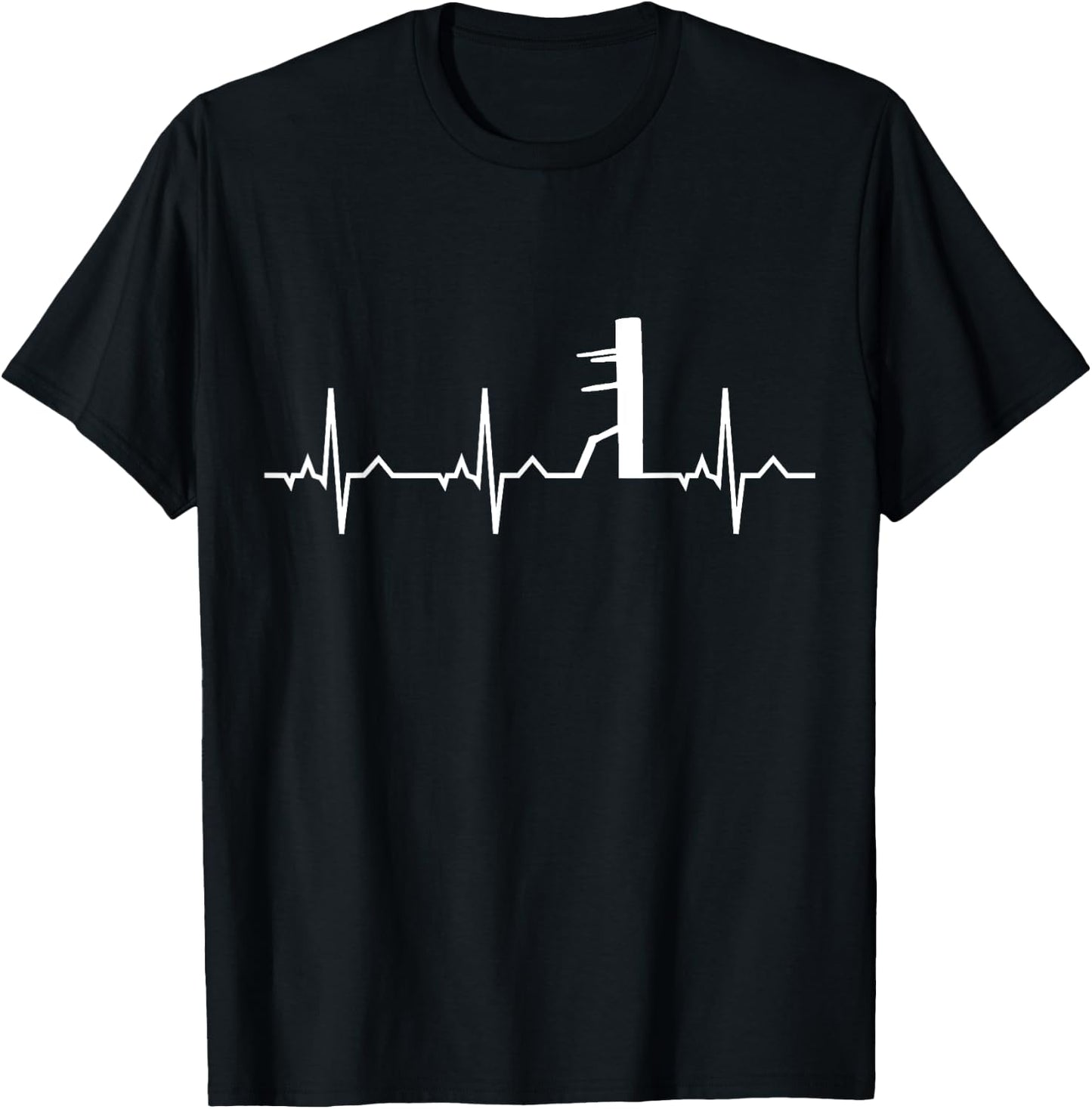 Wing Chun I ECG Martial Arts Heartbeat Wooden Dummy Ip Man T-Shirt - T-Shirt | Black