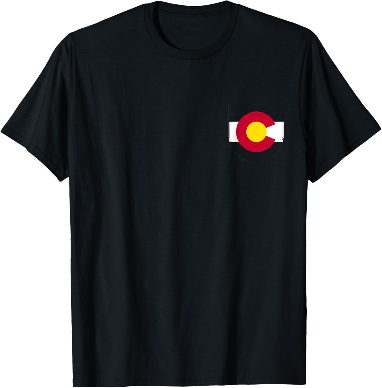 Colorado Flag Fake Pocket Graphic Men Women Kids T-Shirt - T-Shirt | Black