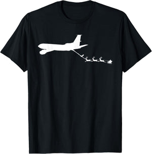Refueling Santa's Sleigh Funny Christmas Airplane T-Shirt - T-Shirt | Black