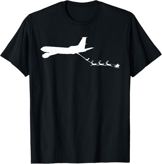 Refueling Santa's Sleigh Funny Christmas Airplane T-Shirt - T-Shirt | Black