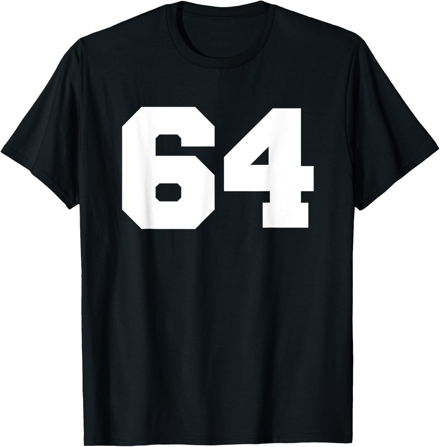 Number 64 Sports Jersey Player #64 Fan FRONT Print Varsity T-Shirt - T-Shirt | Black
