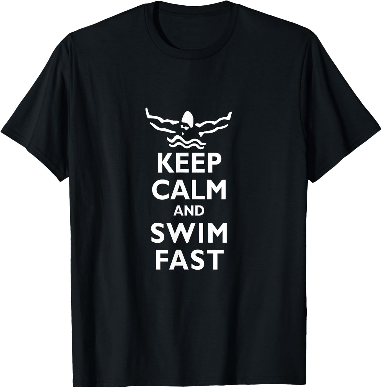 Keep Calm and Swim Fast Butterfly Swimming T-Shirt - T-Shirt | Black