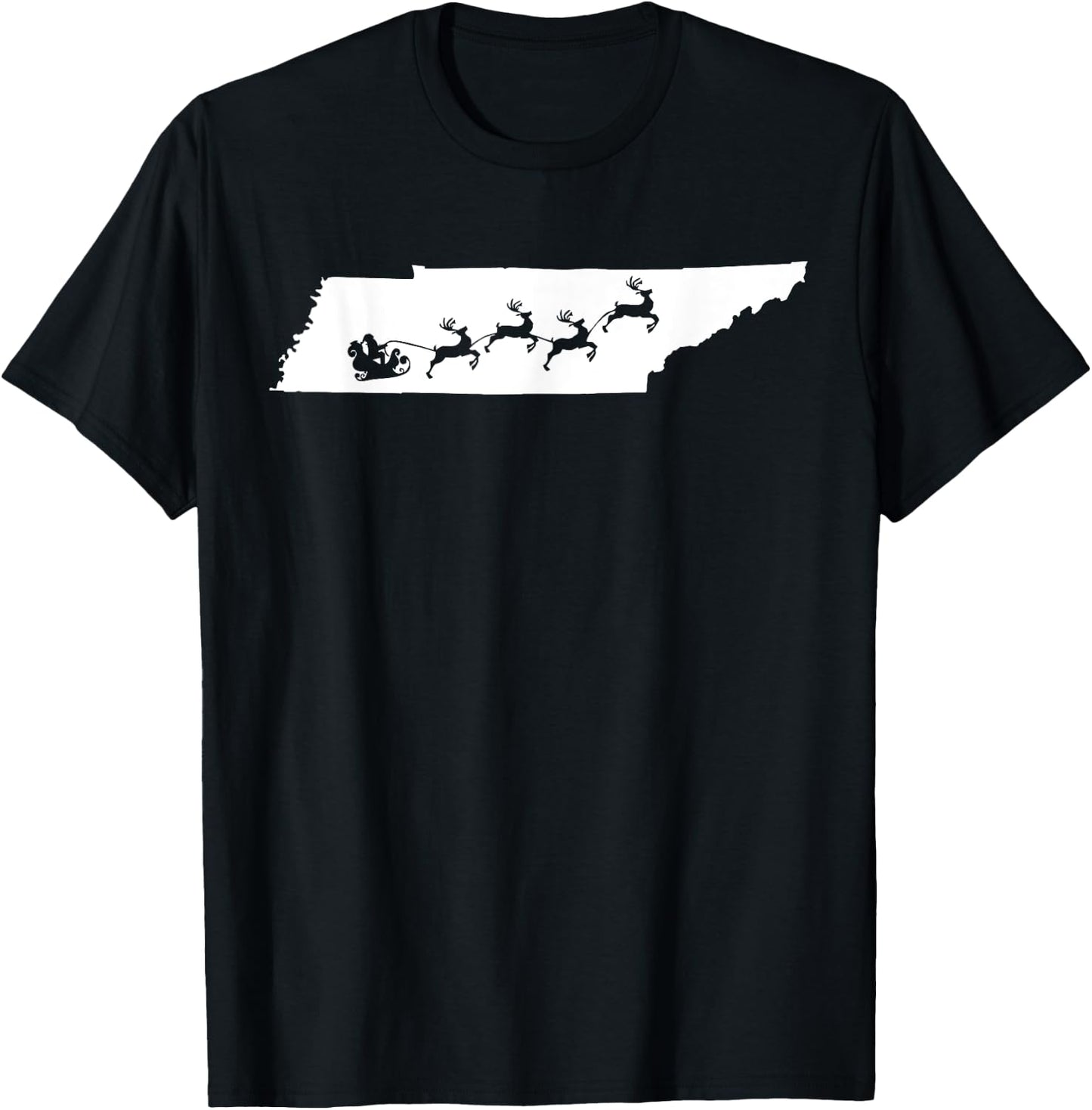 Tennessee Map Santa Christmas Reindeer XMas T-Shirt - T-Shirt | Black