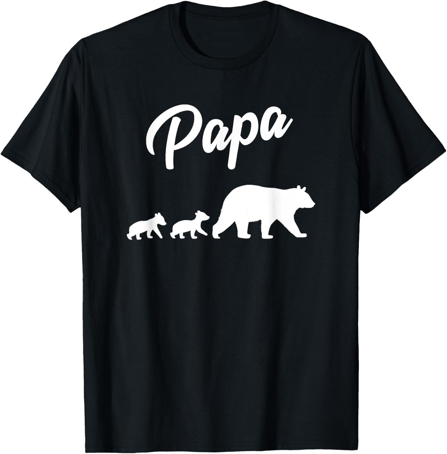 Twin Dad Papa Bear Two Cubs | 2 Kids Father's Day Gift T-Shirt - T-Shirt | Black